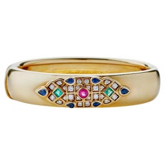 Cartier Gem-set and Diamond 18K Gold "Byzantine" Bangle Bracelet