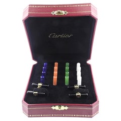 Retro Cartier Gemstone Gold Interchageable Bar Cufflinks