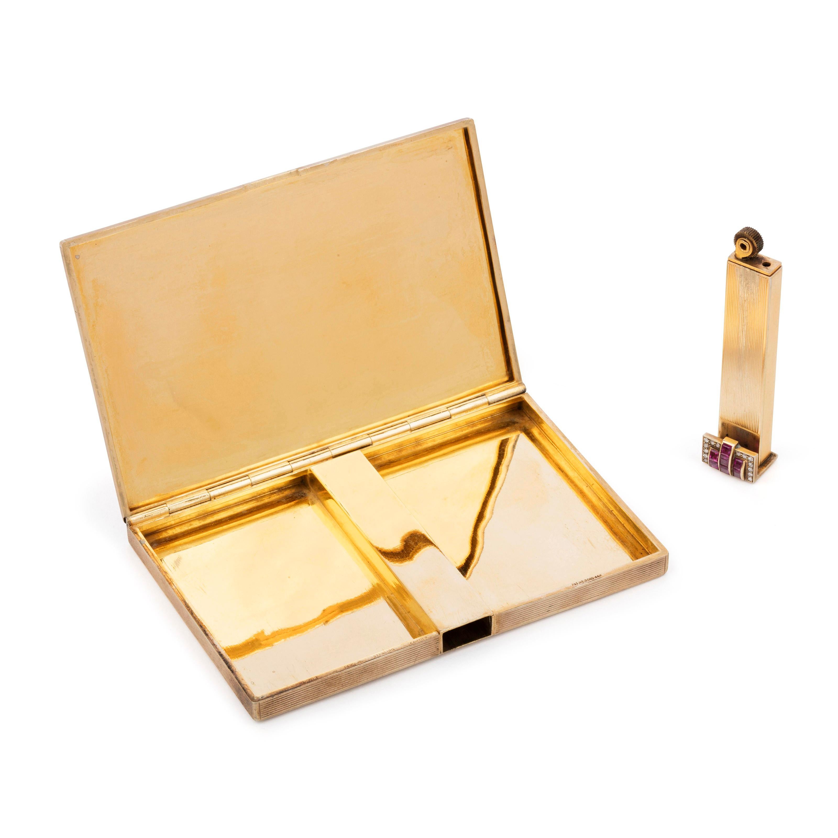 Cartier Set de pierres précieuses Cigarette et Briquet Soirée Or et Argent Porte-monnaie Bon état - En vente à New York, NY