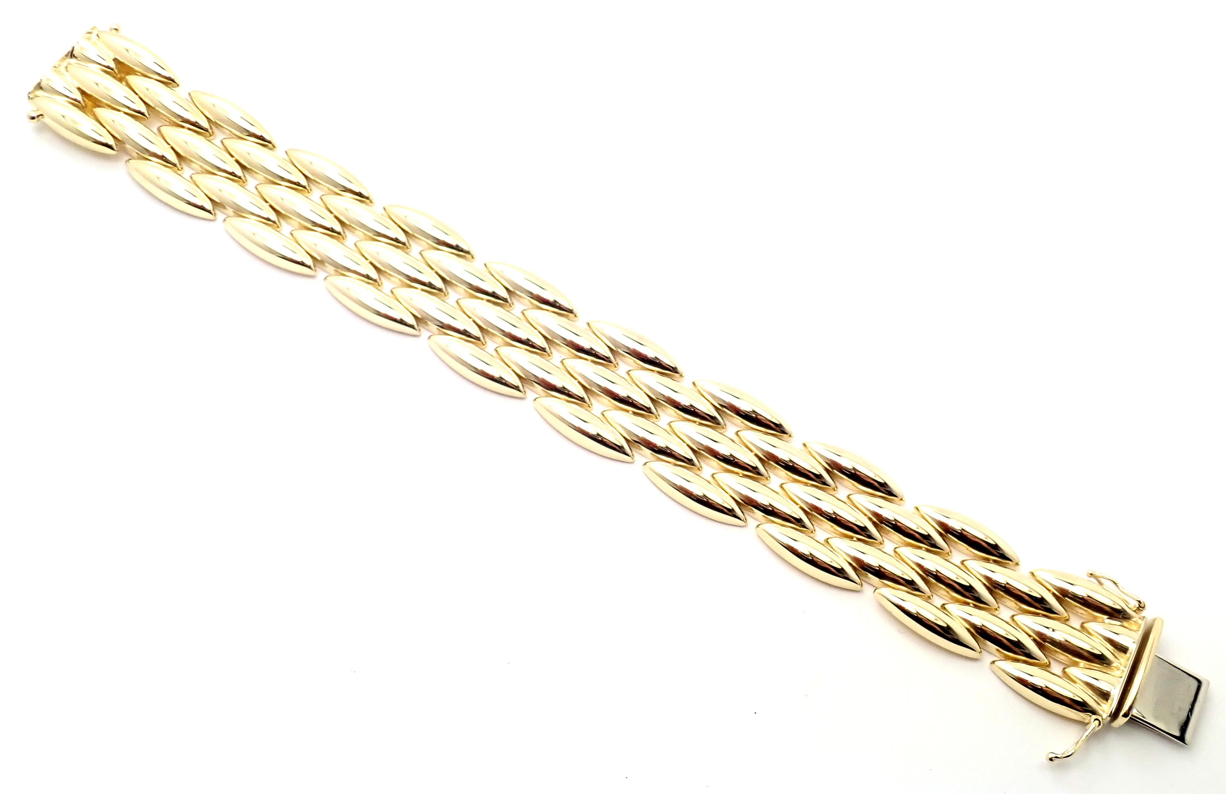 Cartier Gentiane Five-Row Wide Rice Yellow Gold Link Bracelet In Excellent Condition In Holland, PA