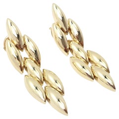 Cartier Gentiane Three Row Rice Link Yellow Gold Earrings