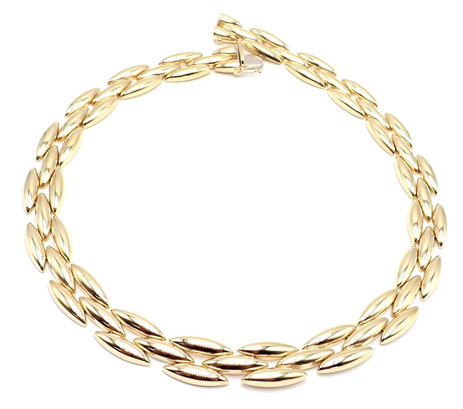 Cartier Gentiane Three Row Rice Link Yellow Gold Necklace In Excellent Condition In Holland, PA