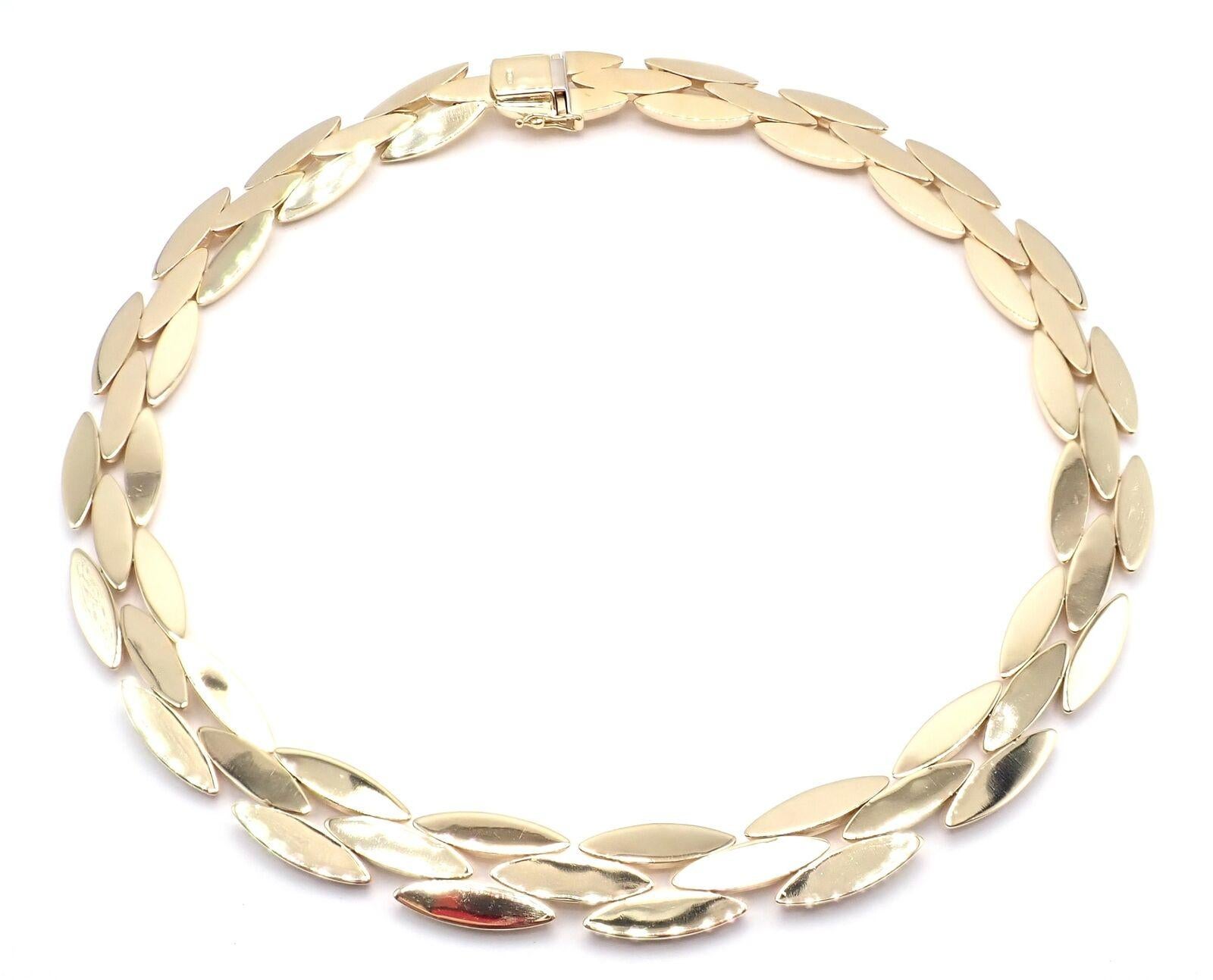 Women's or Men's Cartier Gentiane Three Row Rice Link Yellow Gold Necklace