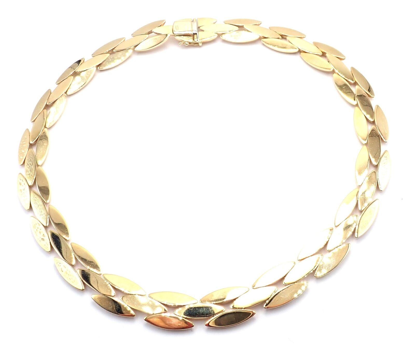 Women's or Men's Cartier Gentiane Three Row Rice Link Yellow Gold Necklace For Sale