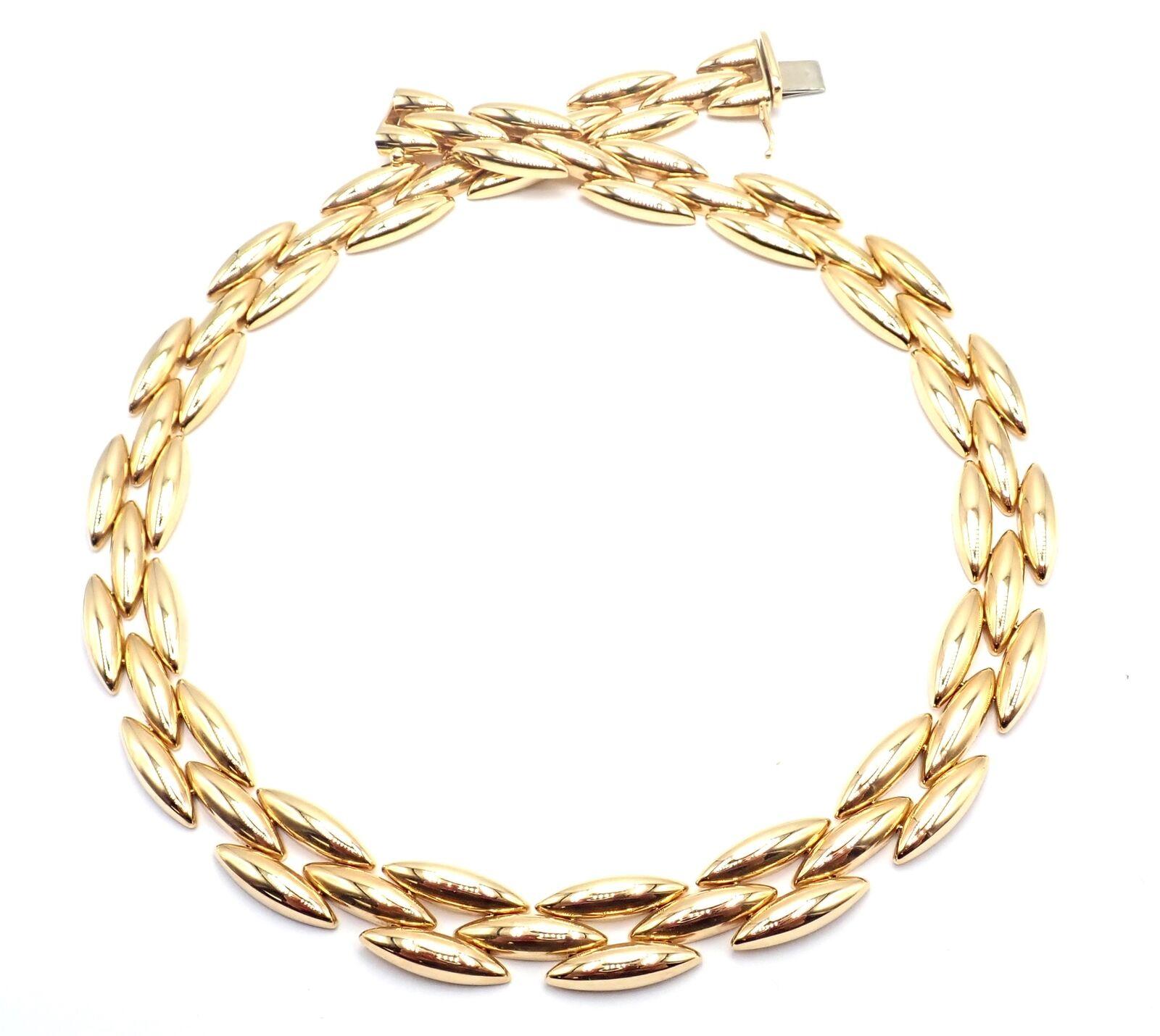 Cartier Gentiane Three Row Rice Link Yellow Gold Necklace For Sale 2