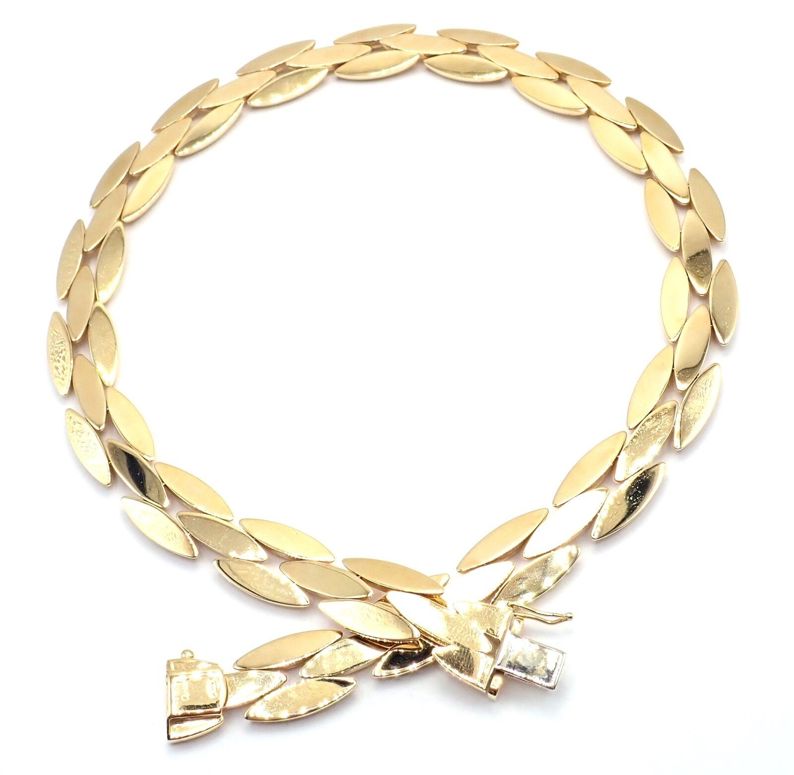 Cartier Gentiane Three Row Rice Link Yellow Gold Necklace For Sale 3