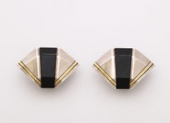 Orecchini a clip geometrici di Cartier in argento, onice e oro 18 k.