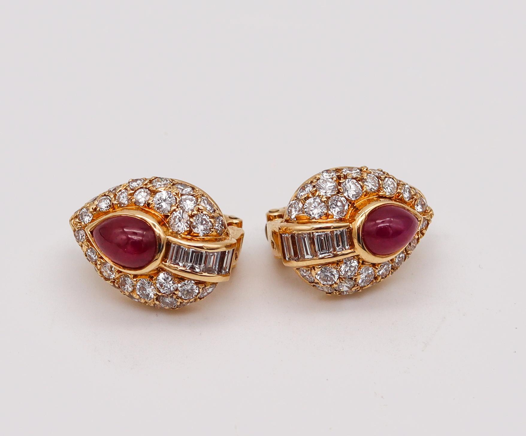 Modern Cartier George L'enfant Earrings 18Kt Gold 5.44 Cts of Burmese Rubies & Diamonds For Sale