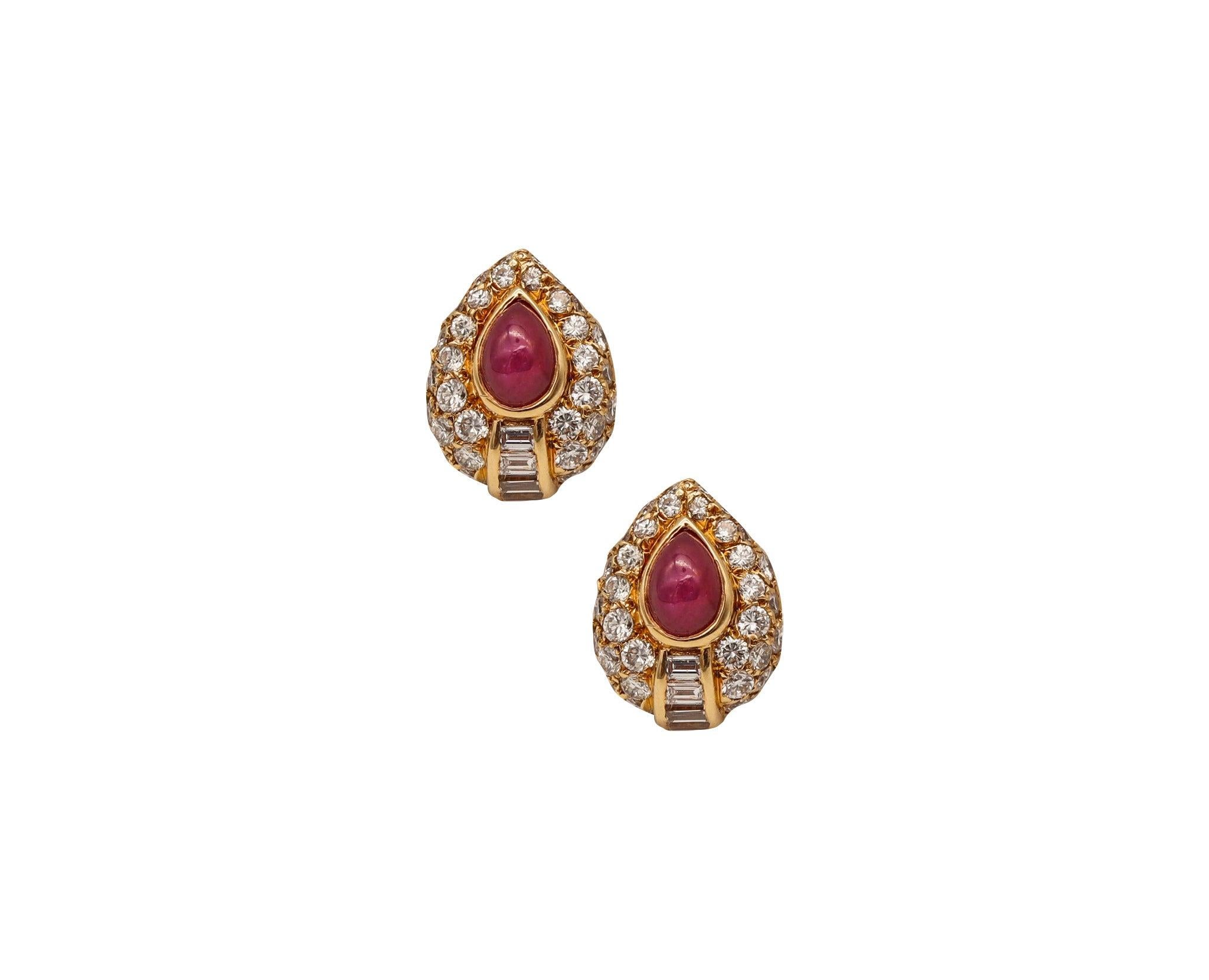 CARTIER George L'Enfant Earrings 18Kt Gold With 5.44 Cts Burma Rubies & Diamonds In Excellent Condition In Miami, FL