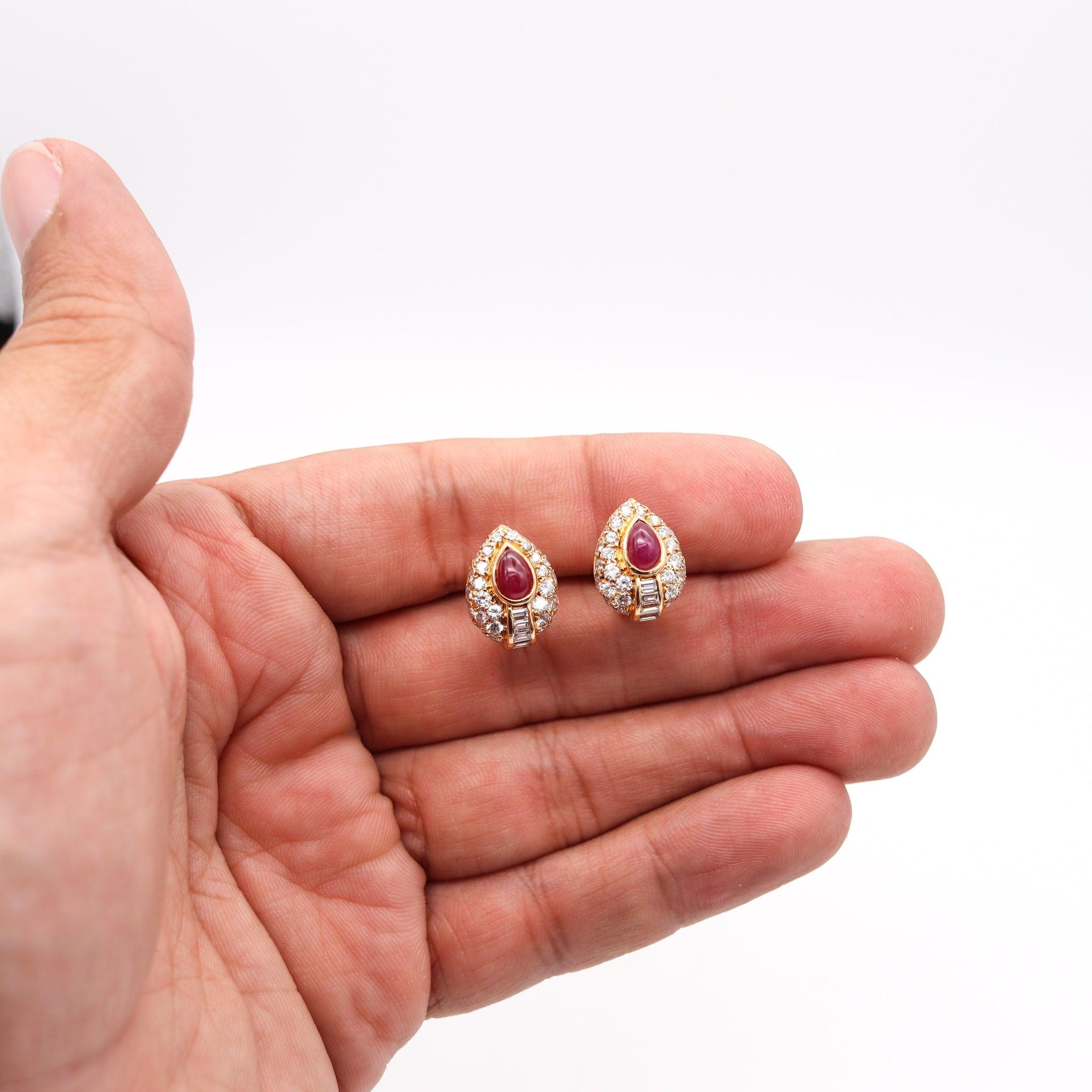CARTIER George L'Enfant Earrings 18Kt Gold With 5.44 Cts Burma Rubies & Diamonds 1