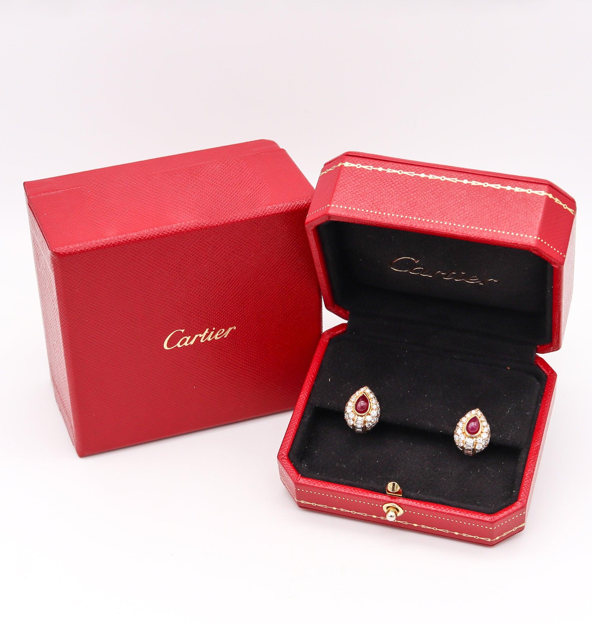 CARTIER George L'Enfant Earrings 18Kt Gold With 5.44 Cts Burma Rubies & Diamonds 2