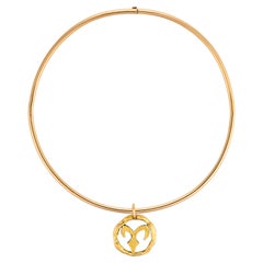 Cartier George L'enfant French 18k yellow gold zodiac choker necklace
