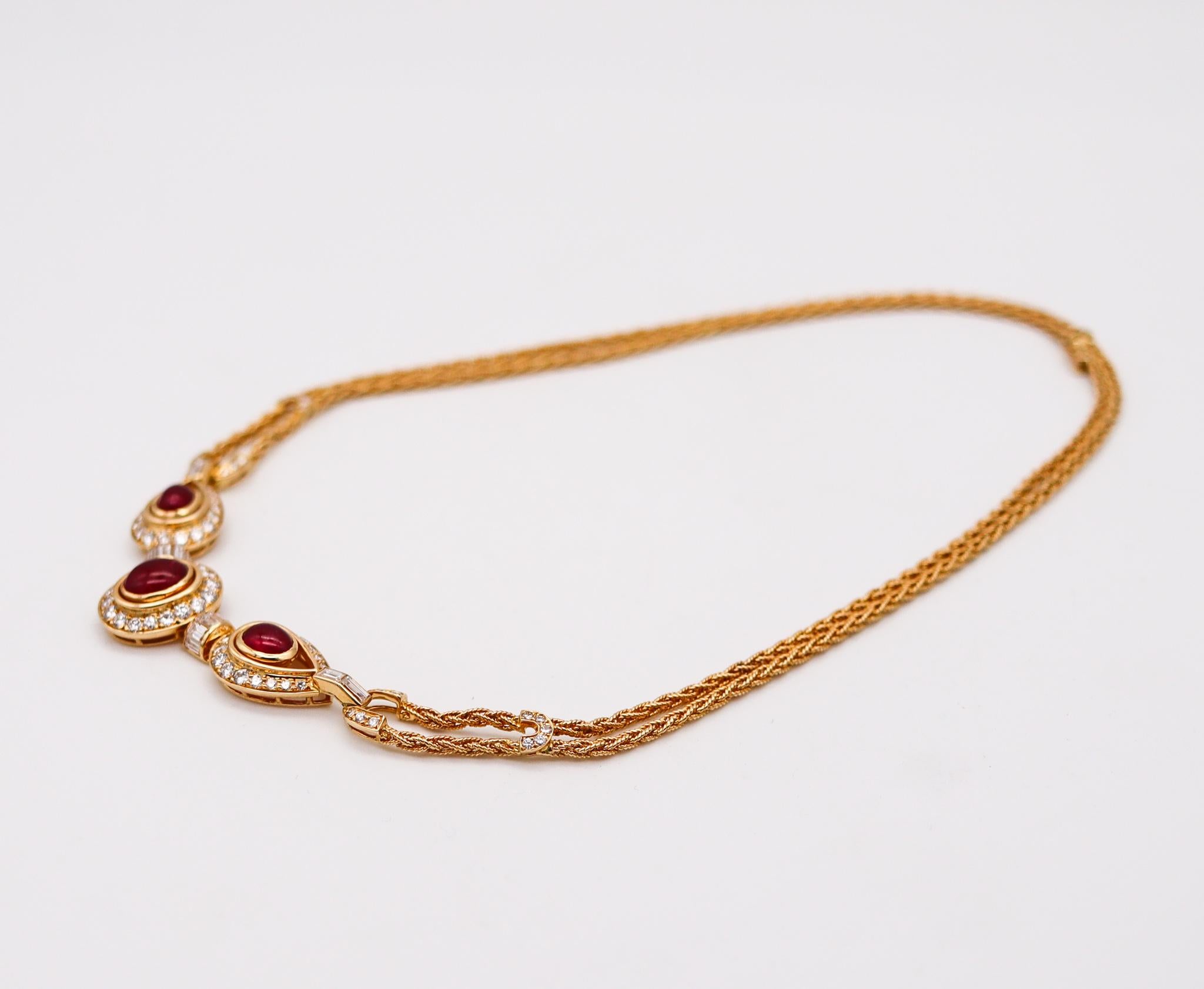 Cartier George L'enfant Necklace 18Kt Gold 10.42 Cts of Burmese Rubies Diamonds In Excellent Condition In Miami, FL