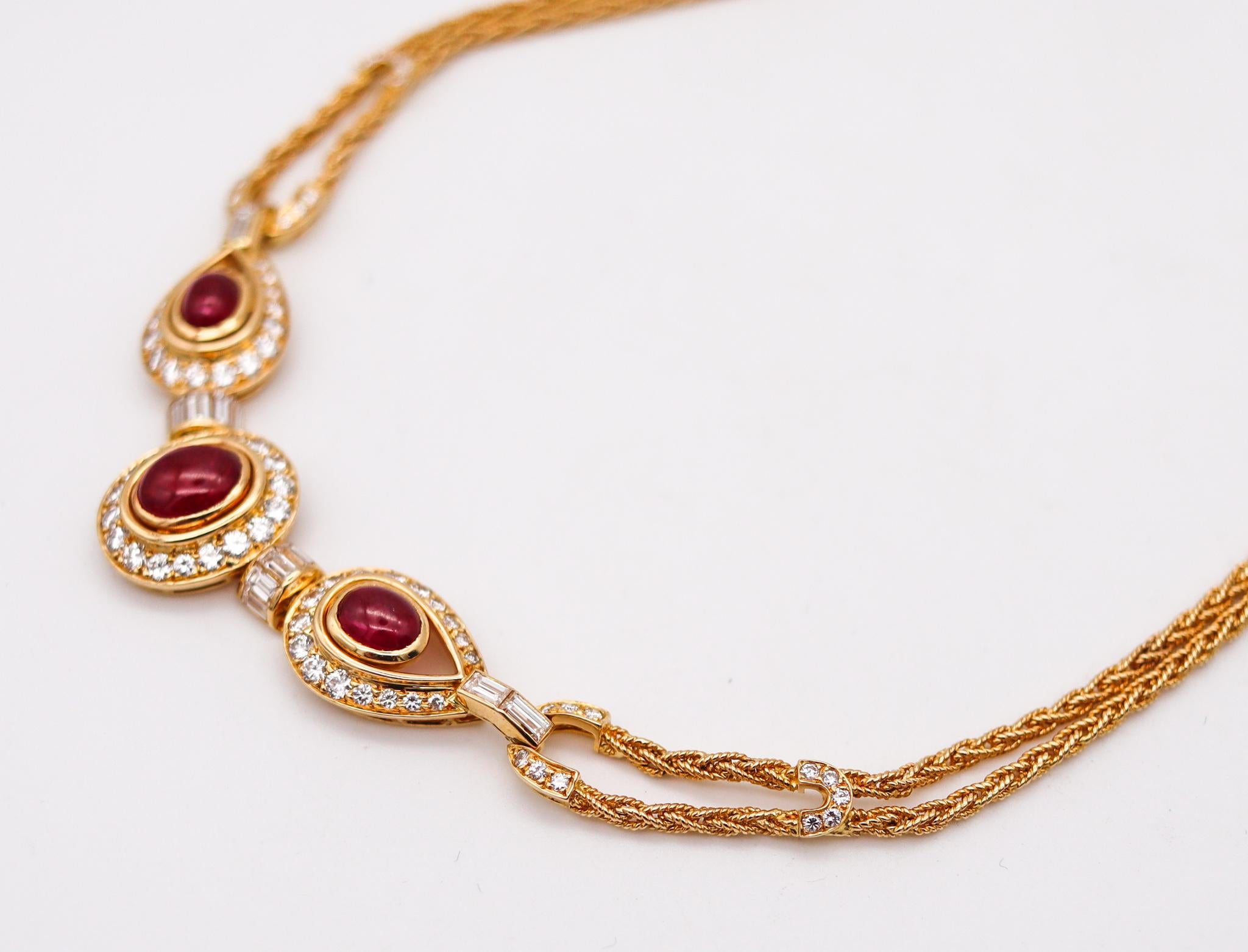 Women's Cartier George L'enfant Necklace 18Kt Gold 10.42 Cts of Burmese Rubies Diamonds