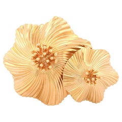 Cartier George Schuler 14k Yellow Gold Flower Brooch Pin