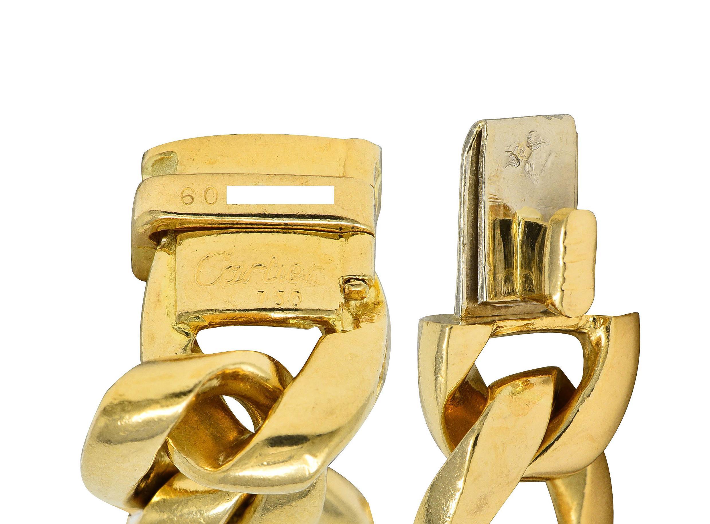 Cartier Georges L'Enfant 1970's 1.50 Diamond 18K Gold Vintage Curb Link Necklace For Sale 2