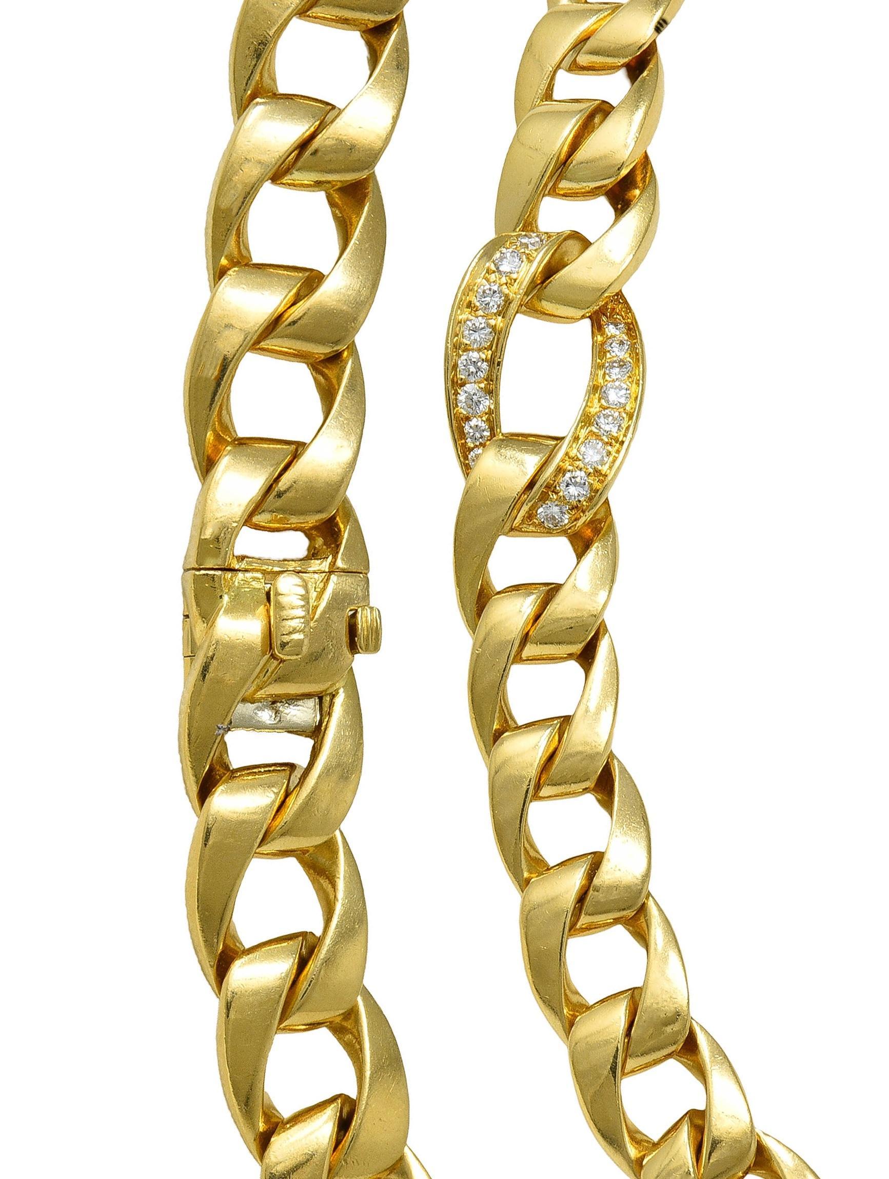 Cartier Georges L'Enfant 1970's 1.50 Diamond 18K Gold Vintage Curb Link Necklace For Sale 3