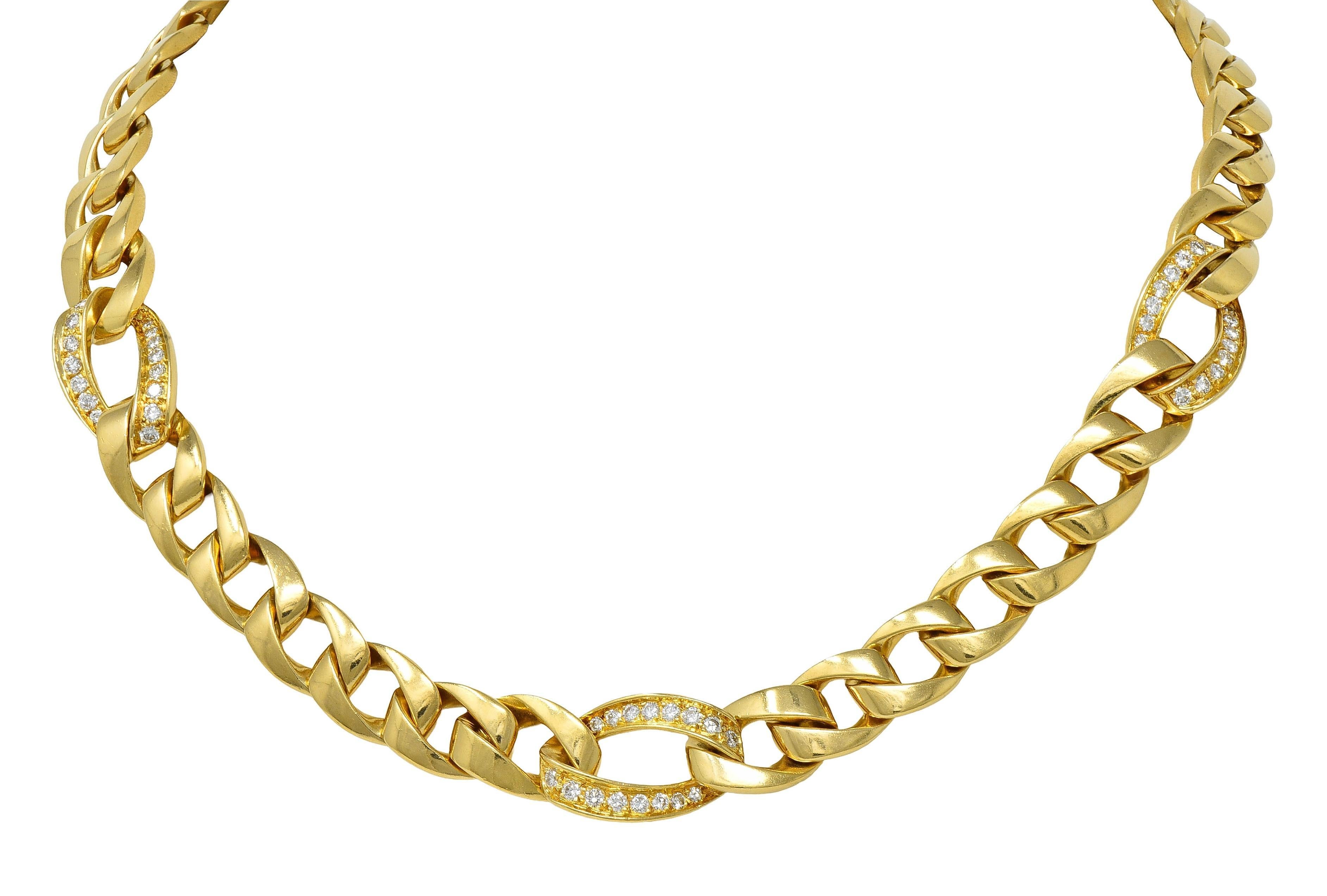 Cartier Georges L'Enfant 1970's 1.50 Diamond 18K Gold Vintage Curb Link Necklace For Sale 4