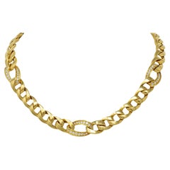 Cartier Georges L'Enfant 1970's 1.50 Diamond 18K Gold Vintage Curb Link Necklace