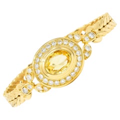 Cartier Georges L'Enfant  8.28 Carats Yellow Sapphire Diamond 18 Karat Bracelet