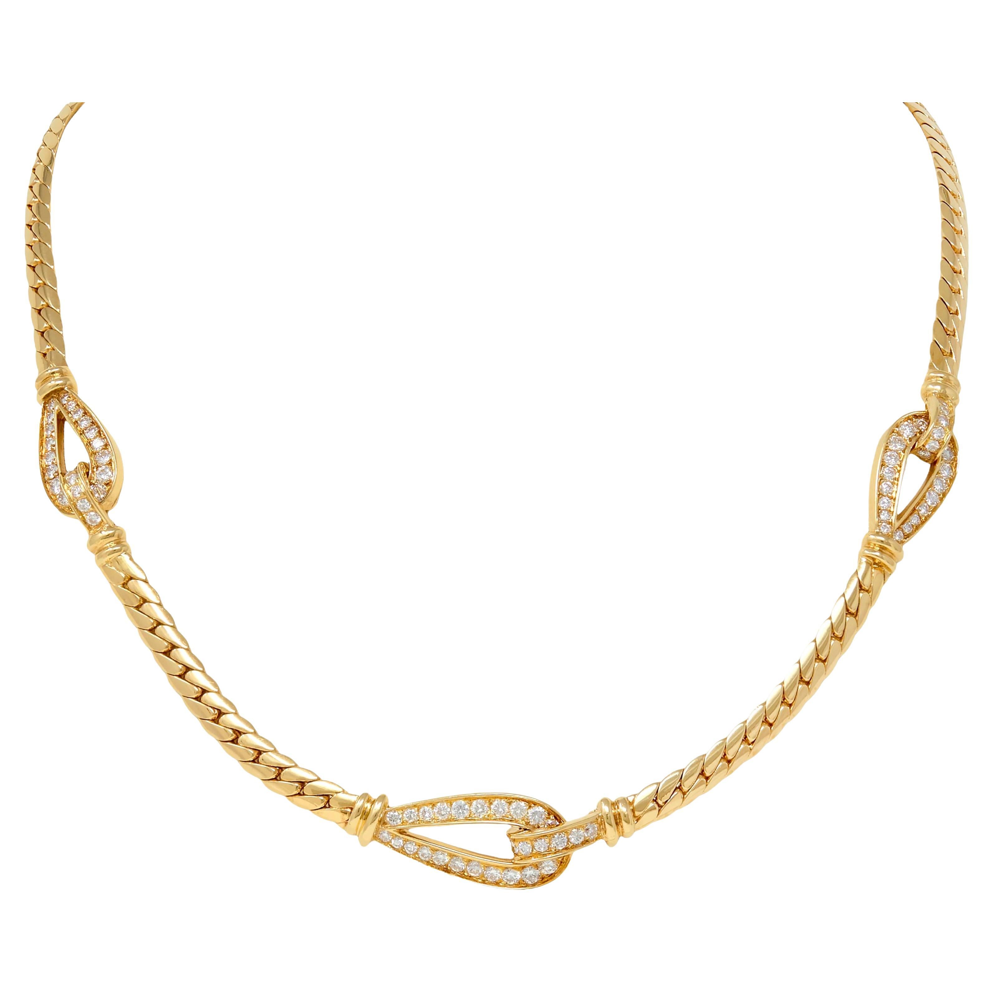 Cartier Georges L'Enfant French 1970's Diamond 18K Yellow Gold Vintage Necklace