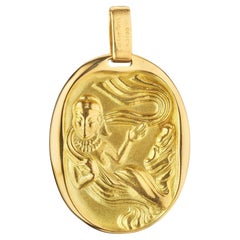 Retro  Cartier Georges L'Enfant Paris Virgo Zodiac Gold Modernist Pendant