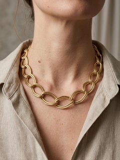 Cartier 18K Yellow Gold Graduated Twisted Oval Link Necklace 19 In