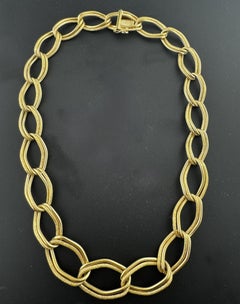 Cartier Germany 18K Yellow Gold Graduated Twisted Oval Link Necklace #22315