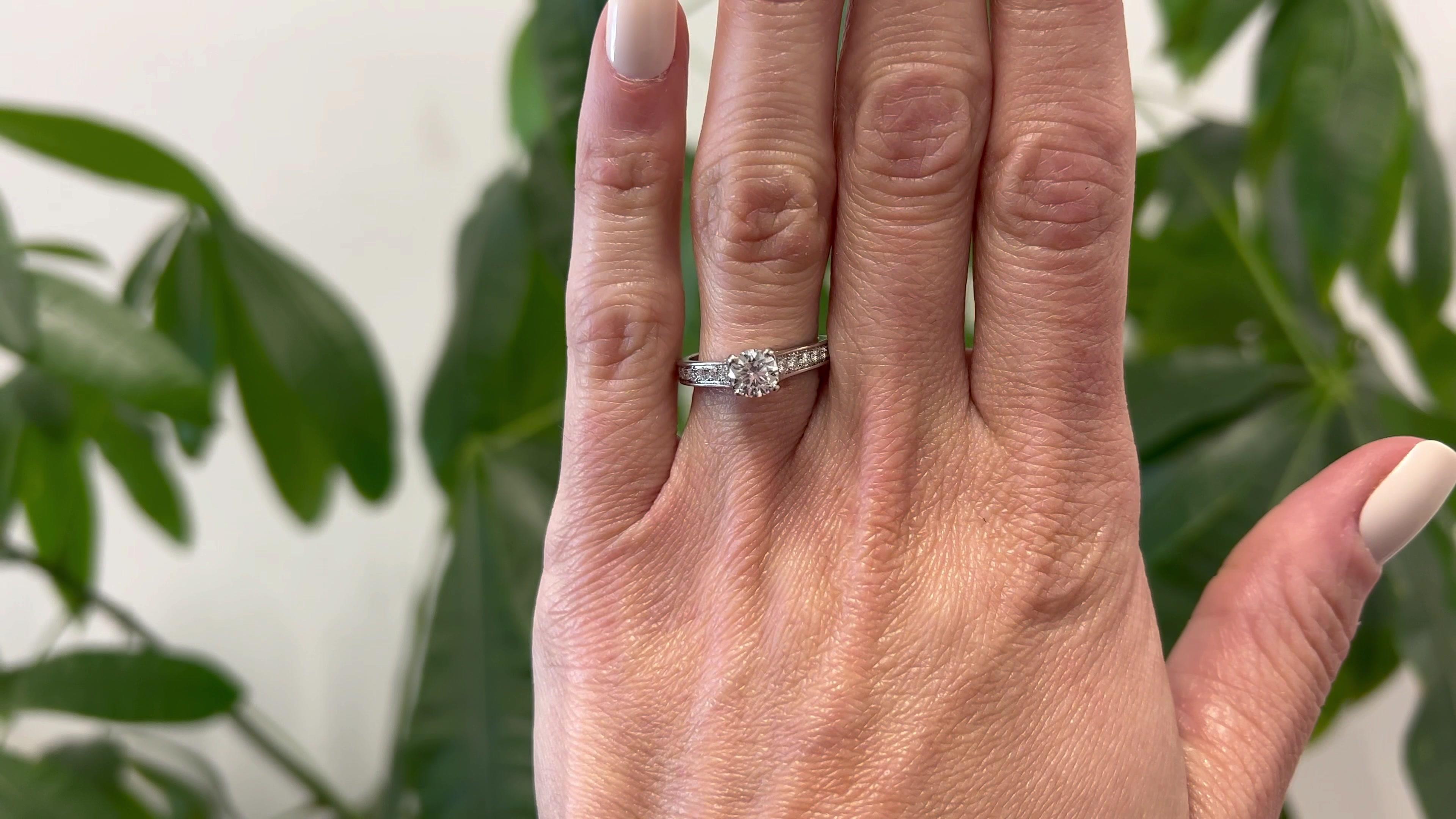 Cartier GIA 0.71 Carat Round Brilliant Cut Diamond Platinum Ring In Excellent Condition In Beverly Hills, CA