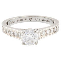 Cartier GIA 0.71 Carat Round Brilliant Cut Diamond Platinum Ring