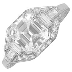 Bague de fiançailles en platine avec diamant asscher de 2,09 ct, GIA, Cartier