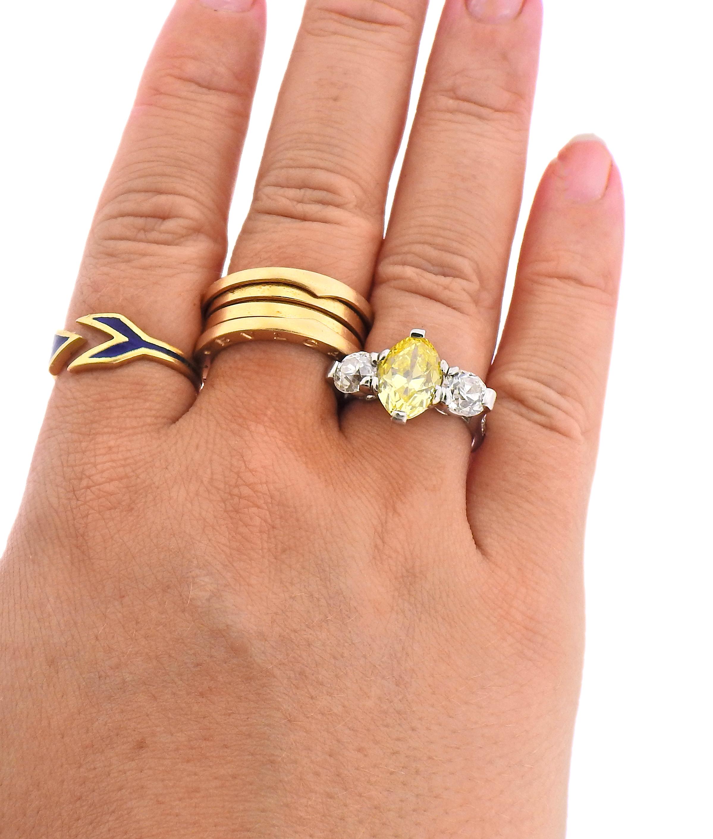 Cartier GIA 3.15 Carat Fancy Vivid Yellow VVS2 Marquise Diamond Engagement Ring 1