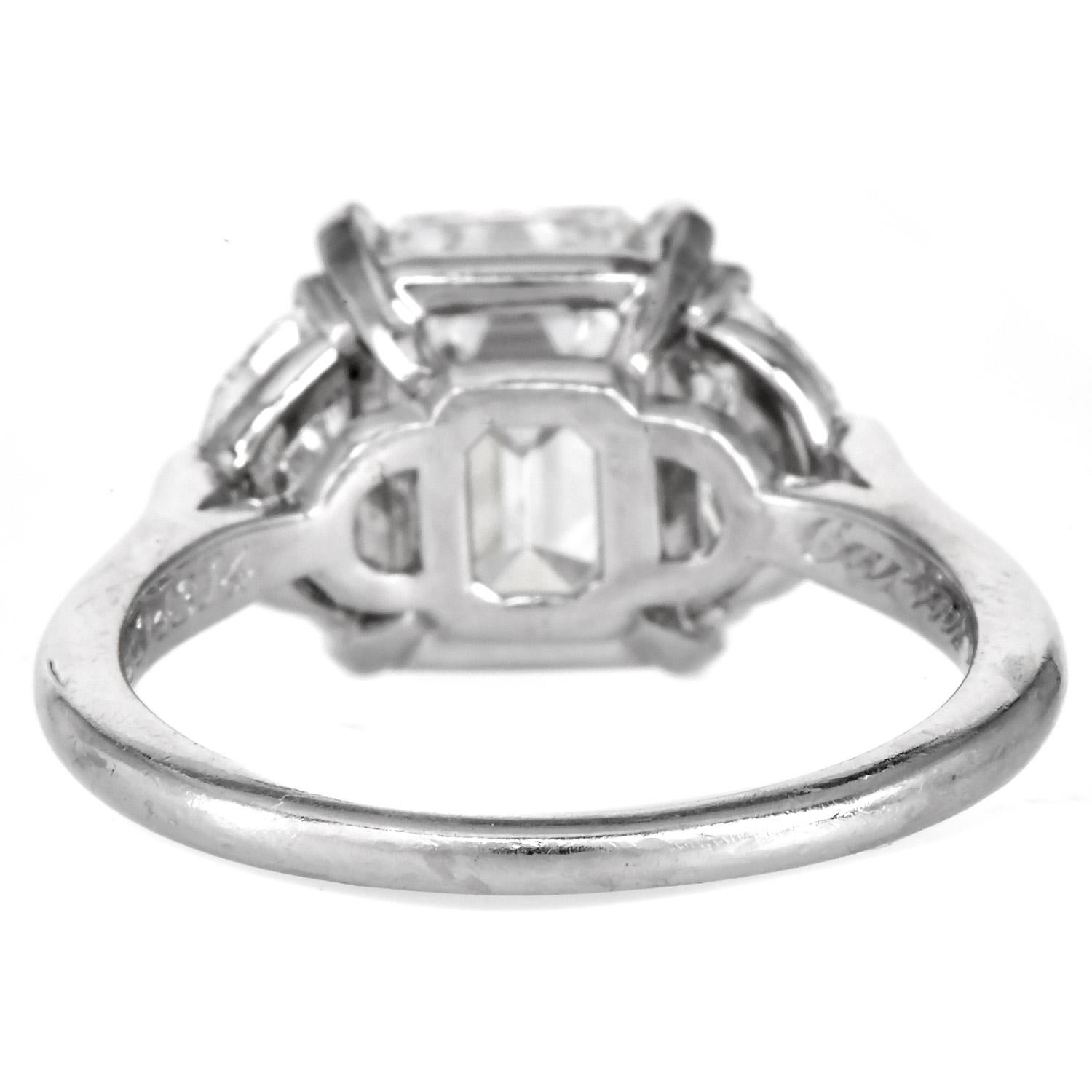 Cartier GIA 4,77cts Anello di fidanzamento in platino con diamante taglio smeraldo in vendita 1
