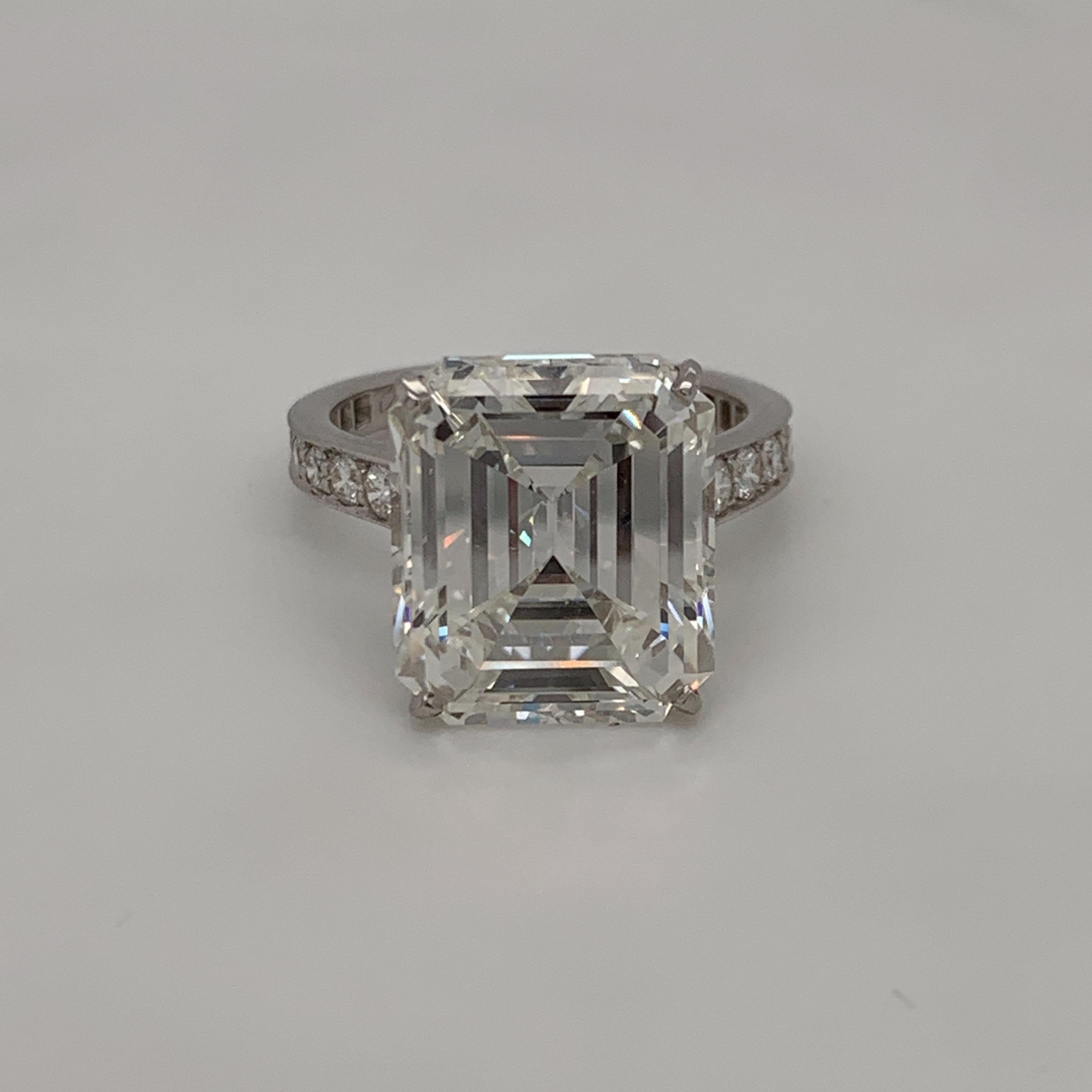 Leave it to Cartier to create one of the most beautiful rings.
This ring features an incredible GIA certified 10.29 carat emerald cut diamond. I color VS1 clarity.
The diamond is of beautiful make and is as full of life and luster as a gemstone can