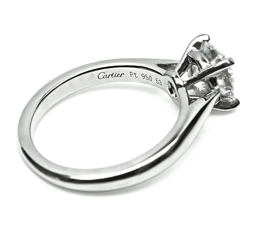 Anillo de compromiso solitario con diamante certificado GIA Cartier de 1,09 ct Corte redondo en venta
