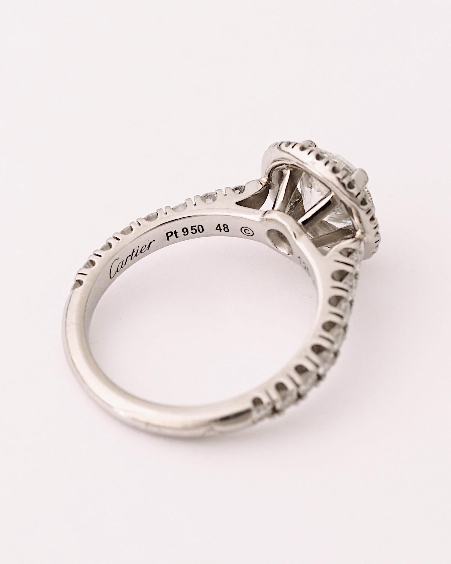 Women's or Men's Cartier, GIA certified 1.25 Carat, F Color and VVS1 Clarity Desitnée Solitaire