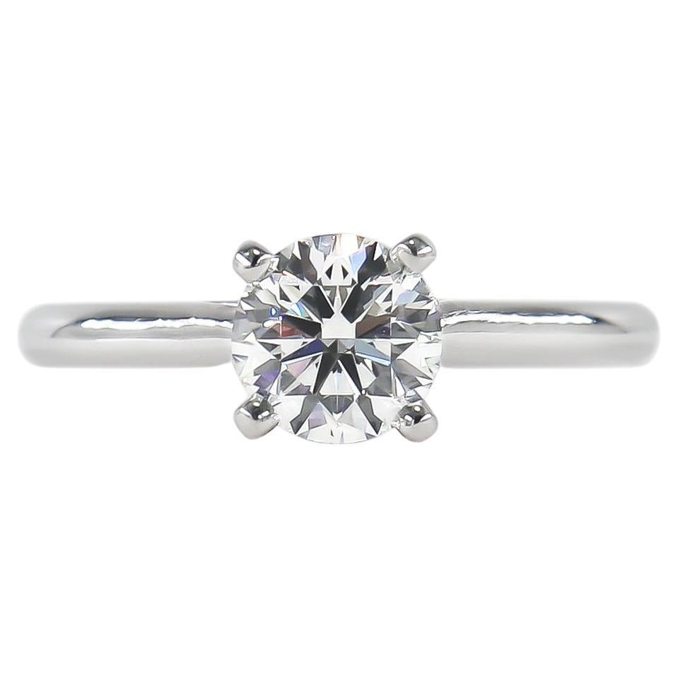 Cartier Bague de fiançailles solitaire en diamant rond certifié GIA de 1,32 carat