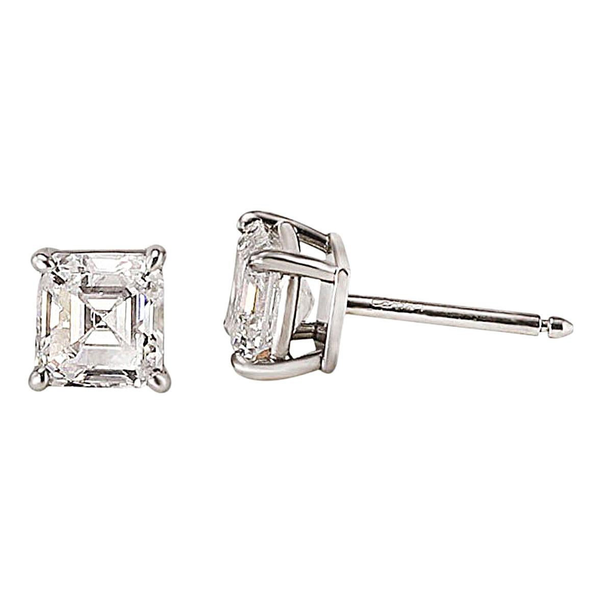 Cartier GIA Certified 2.24 Carat Emerald Cut Diamond Stud Earrings