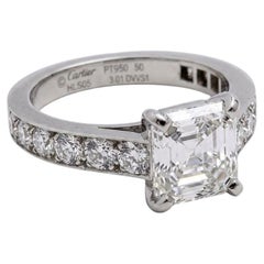 Cartier GIA Certified 3 Carat Asscher Cut Diamond 1895 Solitaire Ring