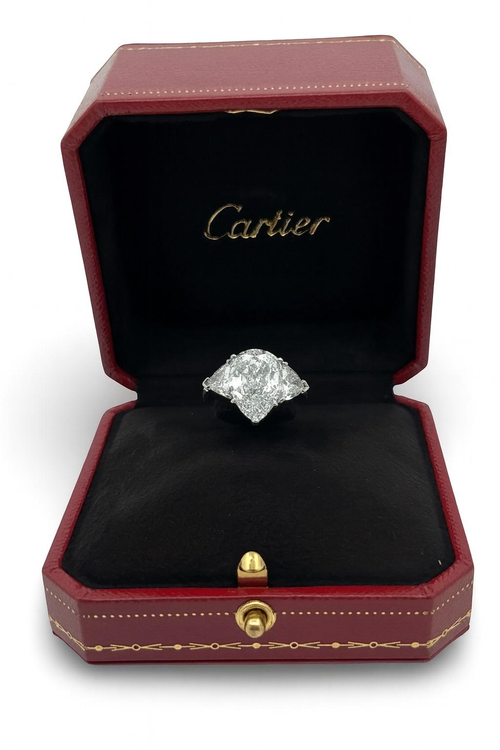 Cartier GIA Certified 4 Carat Pear Shape Diamond Platinum Engagement Ring (bague de fiançailles en platine) Unisexe en vente