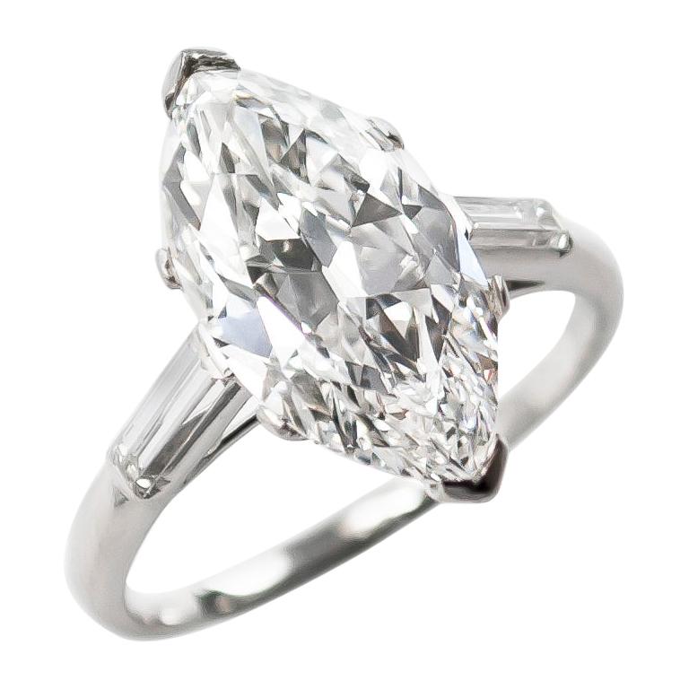 4.06 Carat D VS1 Marquise Diamond Ring 