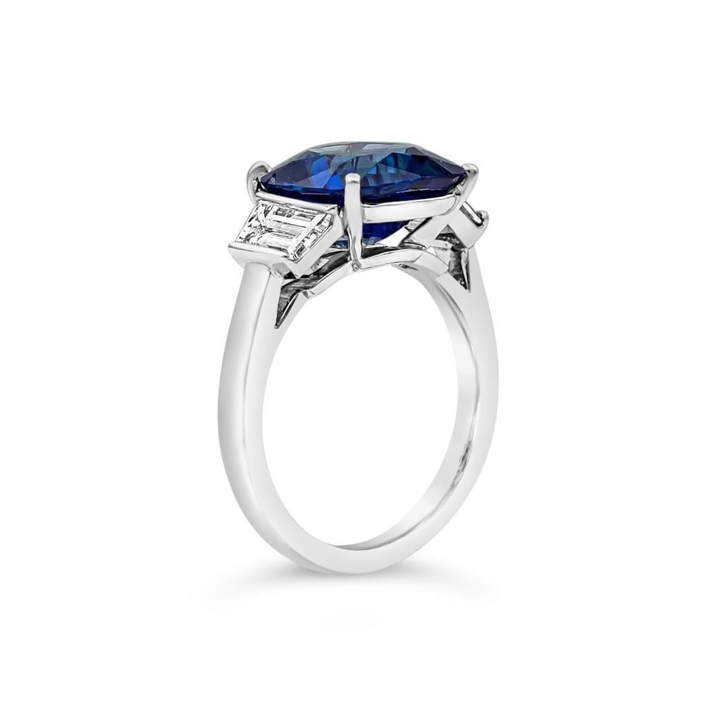 cartier gia certified kashmir blue sapphire and diamond three-stone ring