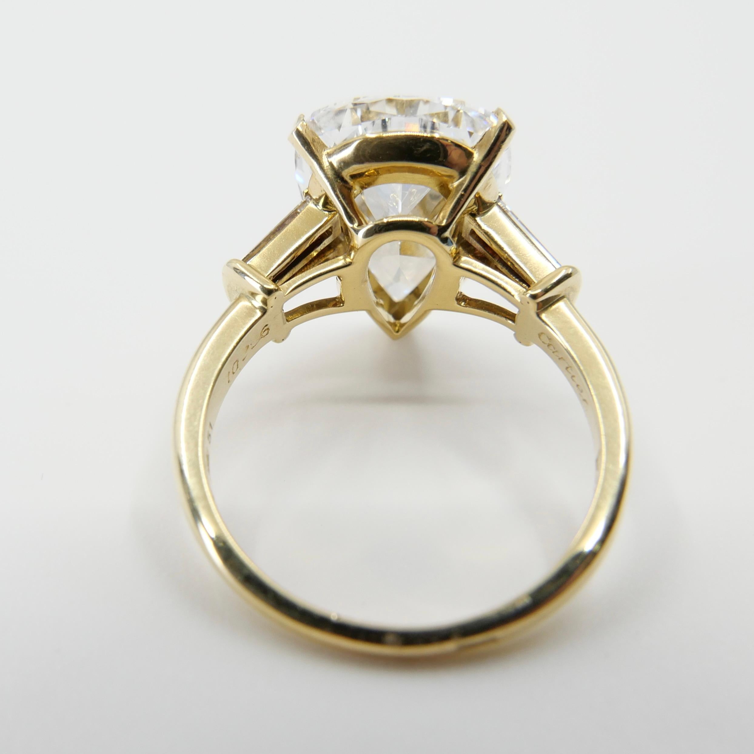 Women's Cartier GIA Certified 5 Carat D IF Type 2A Diamond Engagement Ring.  