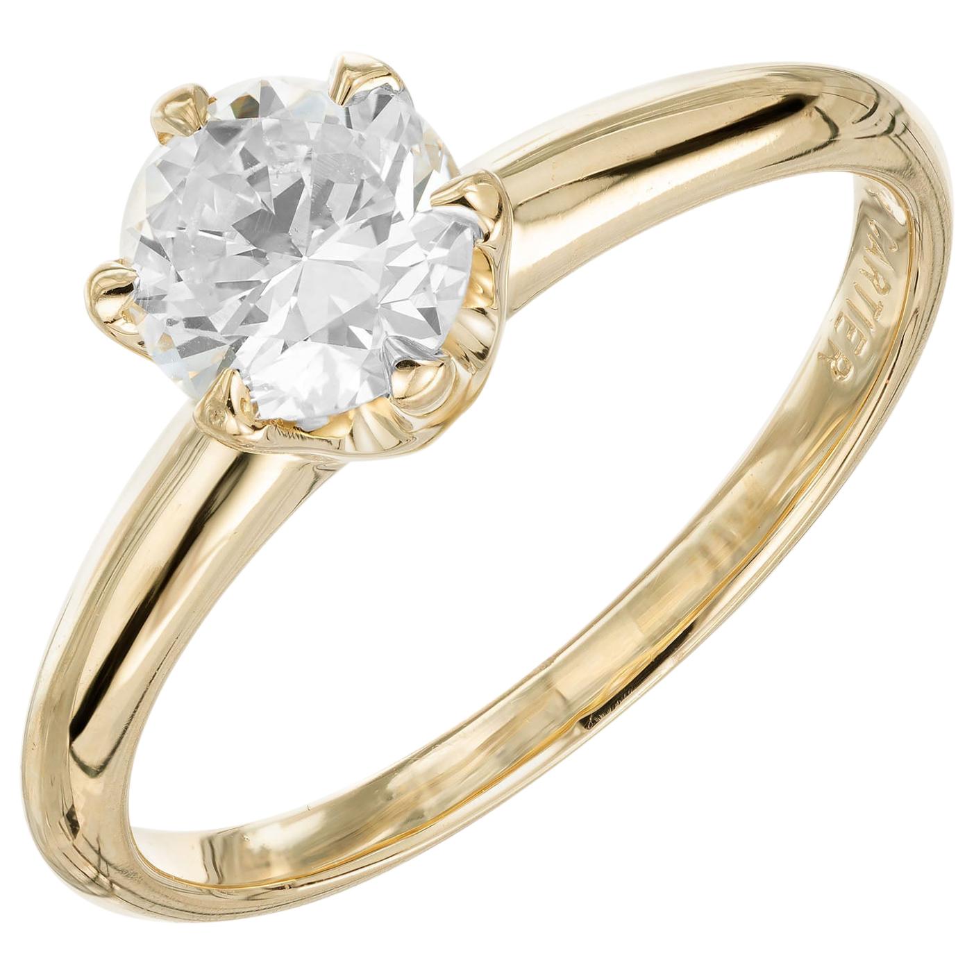 Cartier GIA Certified .72 Carat Diamond Yellow Gold Solitaire Engagement Ring