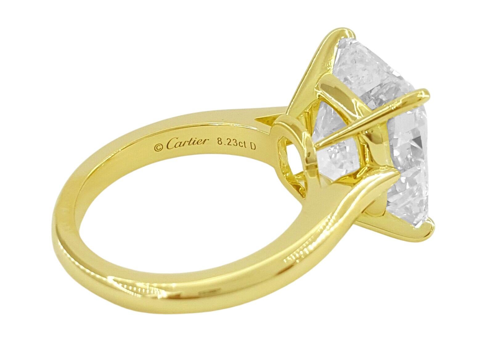 Cartier GIA-zertifizierter Diamantring mit 8 Karat im Kissenschliff im Brillantschliff im Zustand „Hervorragend“ im Angebot in Rome, IT