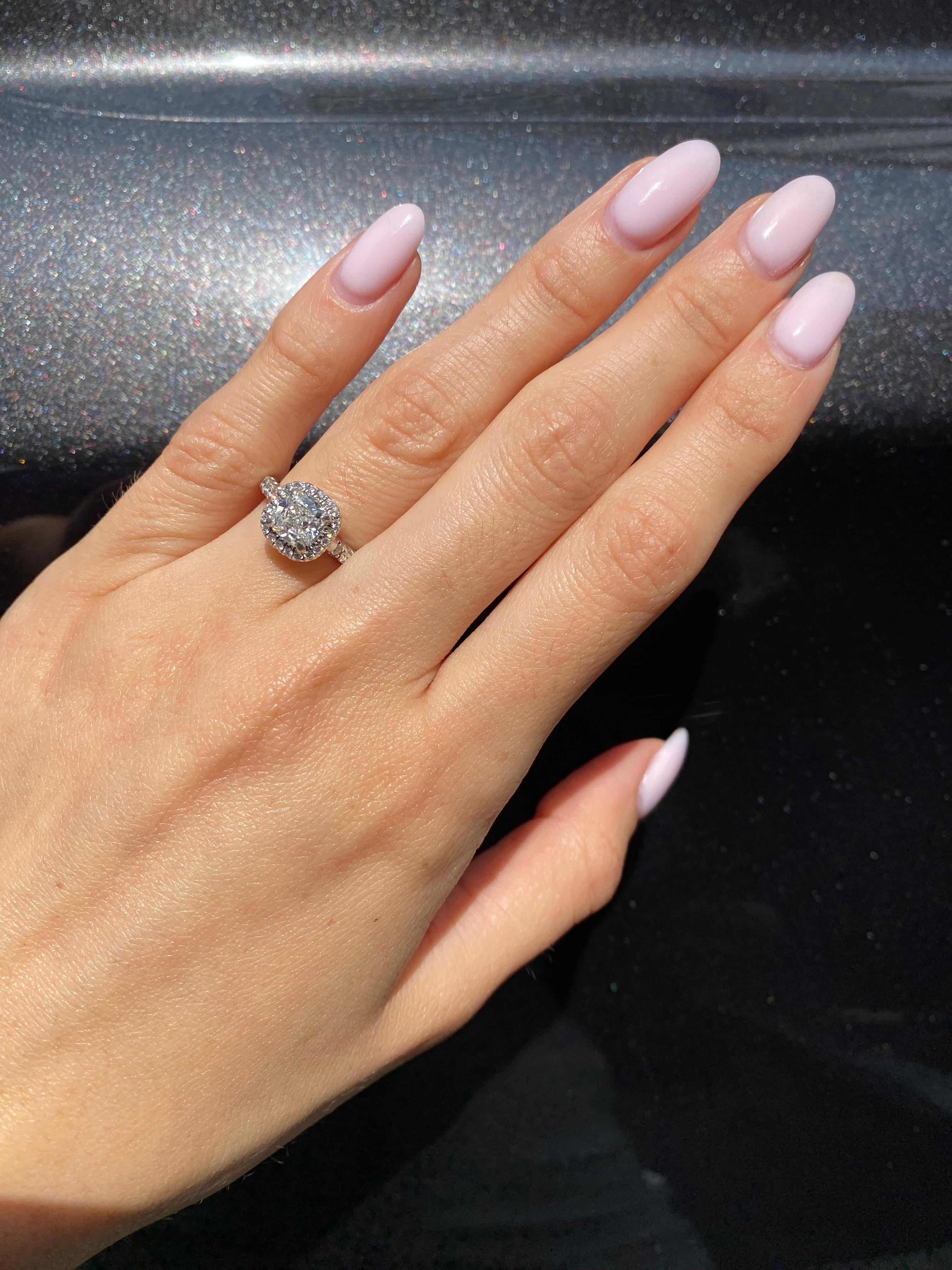 Cartier GIA Certified F VVS Cushion Diamond Platinum Halo Engagement Ring 4