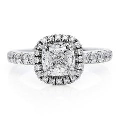 Cartier GIA Certified F VVS Cushion Diamond Platinum Halo Engagement Ring