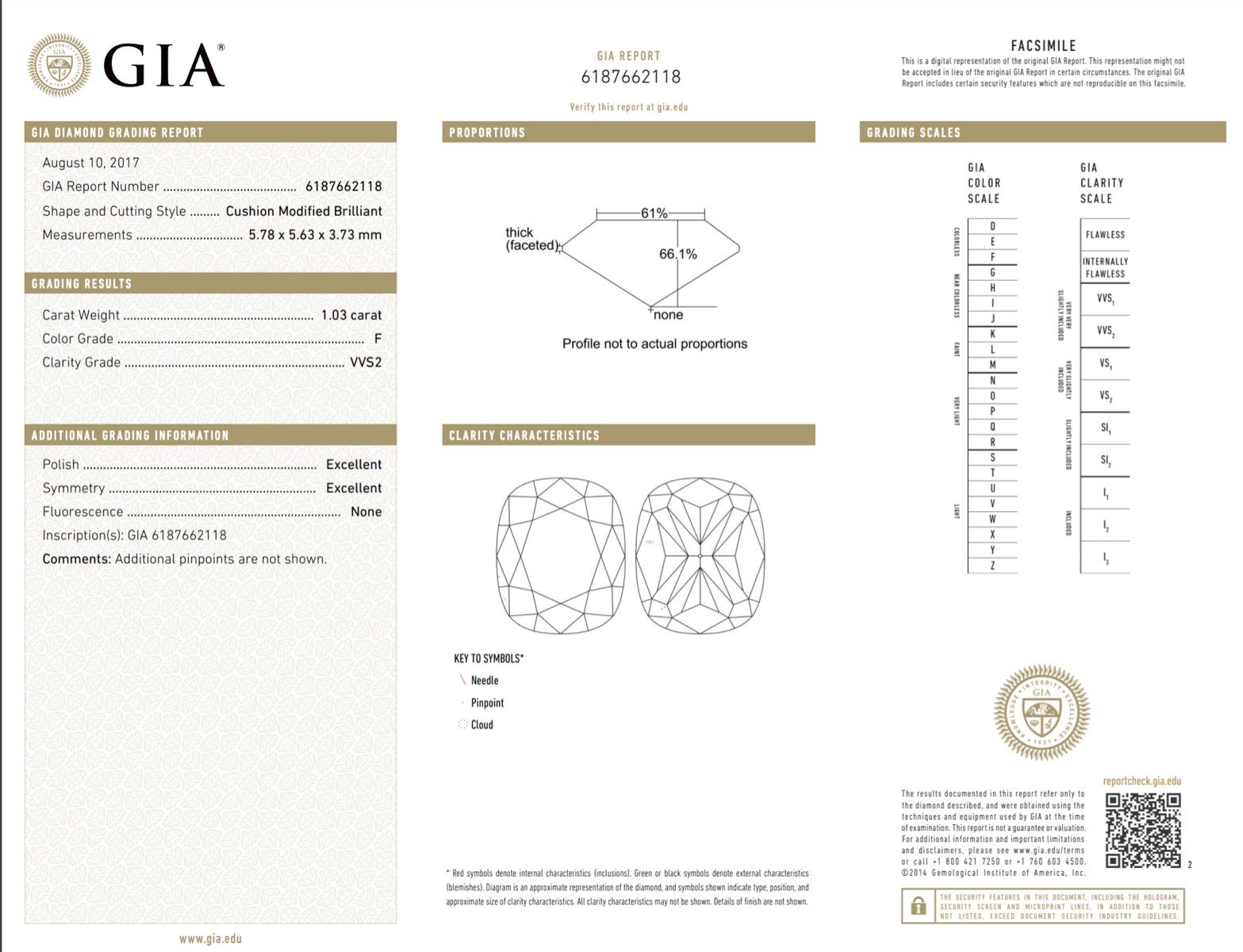 Cartier GIA Certificado F VVS Cojín Diamante Platino Halo Anillo de Compromisoeste Cl Corte cojín en venta