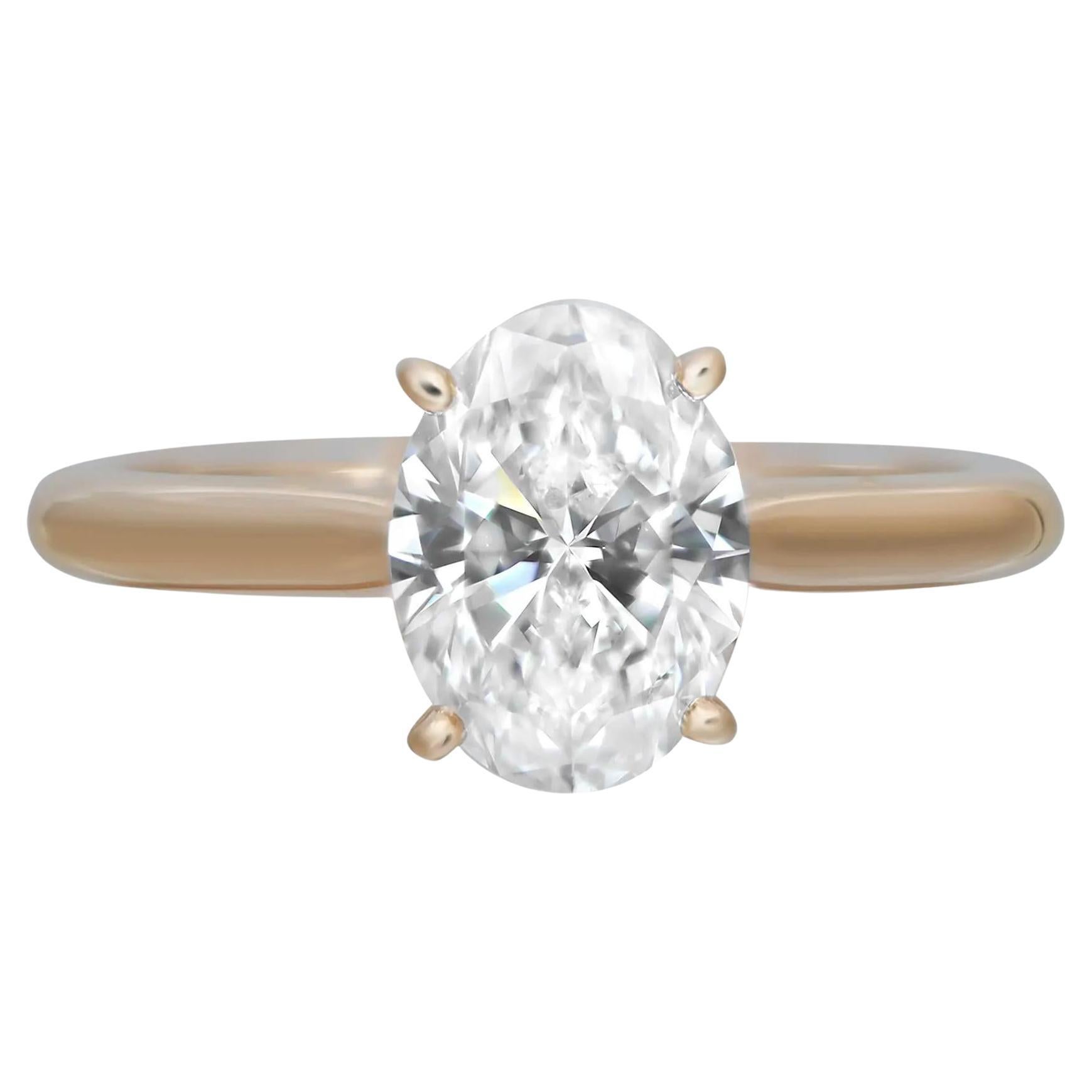 Cartier GIA Oval Cut Diamond Engagement Ring 18K Yellow Gold 1.80Ctw SZ 53