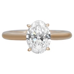 Cartier Verlobungsring, GIA Ovalschliff Diamant 18K Gelbgold 1,80 Gesamtkaratgewicht Größe 53